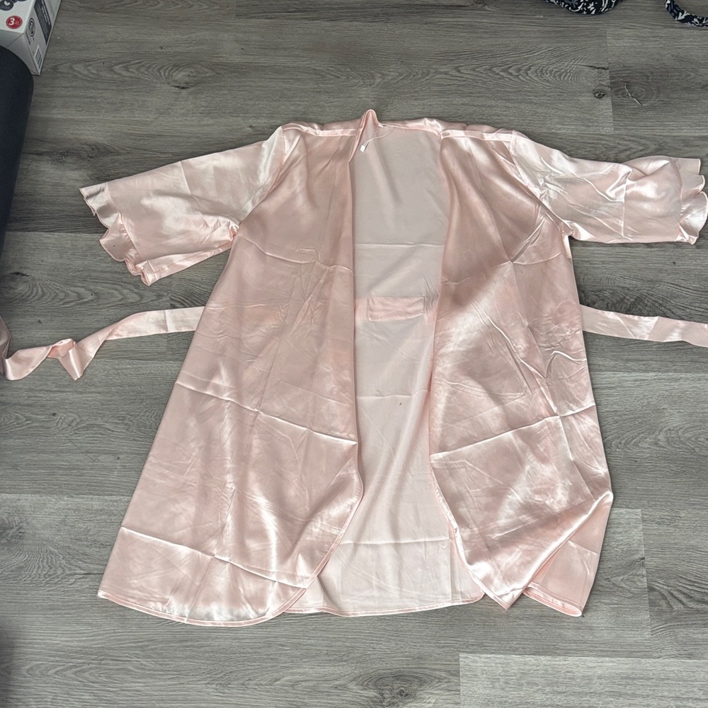 Elegant Pink Satin Robe